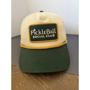American Needle Pickle Ball Roscoe snapback hat in an ivory and bottle green